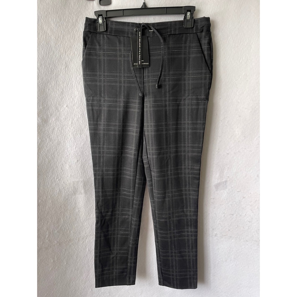 Jules & Leopold Womens Grey Black Plaid Pull On Tapered Pants CHU23938 Small NWT